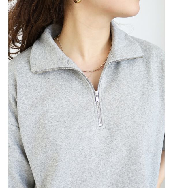  「ジップデザインハーフスリーブスウェット」|スウェット・ジャージ|