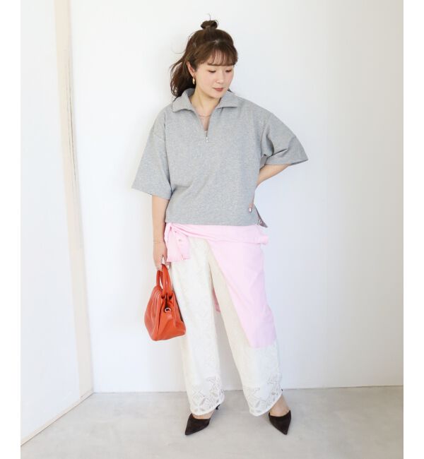  「ジップデザインハーフスリーブスウェット」|スウェット・ジャージ|