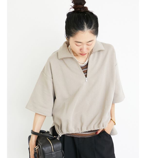  「ジップデザインハーフスリーブスウェット」|スウェット・ジャージ|