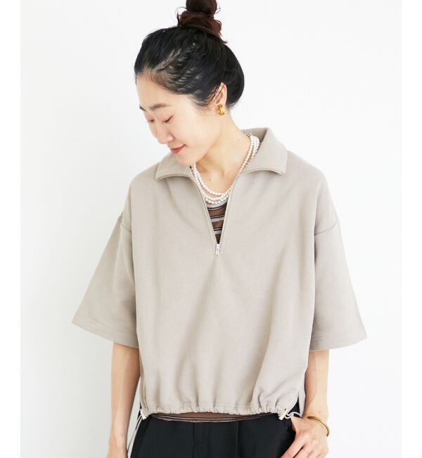  「ジップデザインハーフスリーブスウェット」|スウェット・ジャージ|