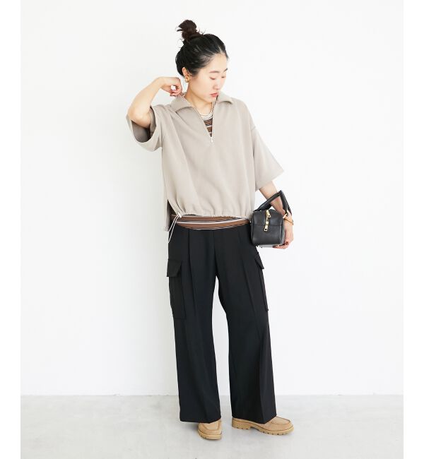  「ジップデザインハーフスリーブスウェット」|スウェット・ジャージ|