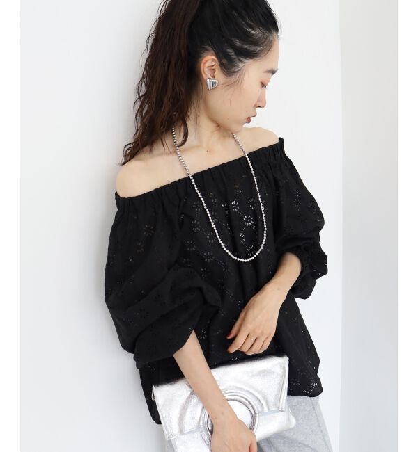  「《手洗い可能》レースオフショルブラウス」|シャツ・ブラウス|