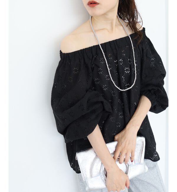  「《手洗い可能》レースオフショルブラウス」|シャツ・ブラウス|