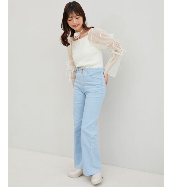 MAJESTICLEGON「チュールリボンスリーブニット」|ニット・セーター|