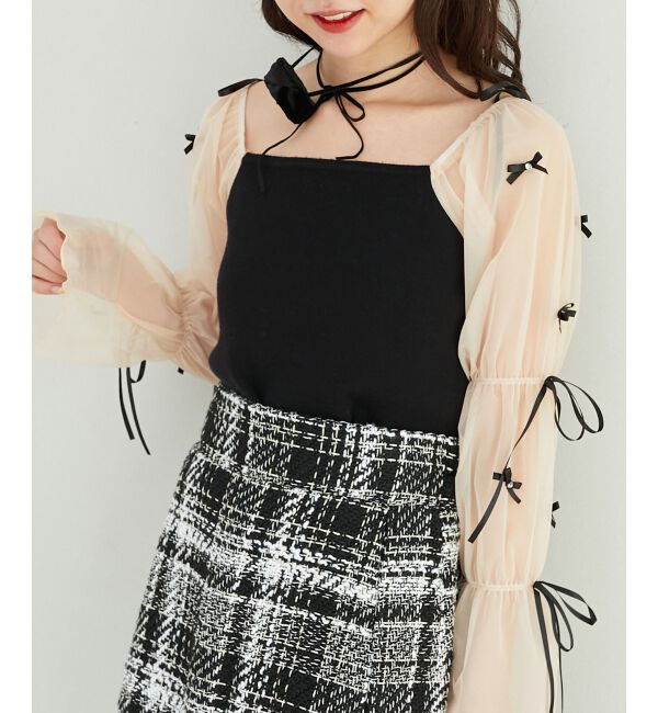 MAJESTICLEGON「チュールリボンスリーブニット」|ニット・セーター|