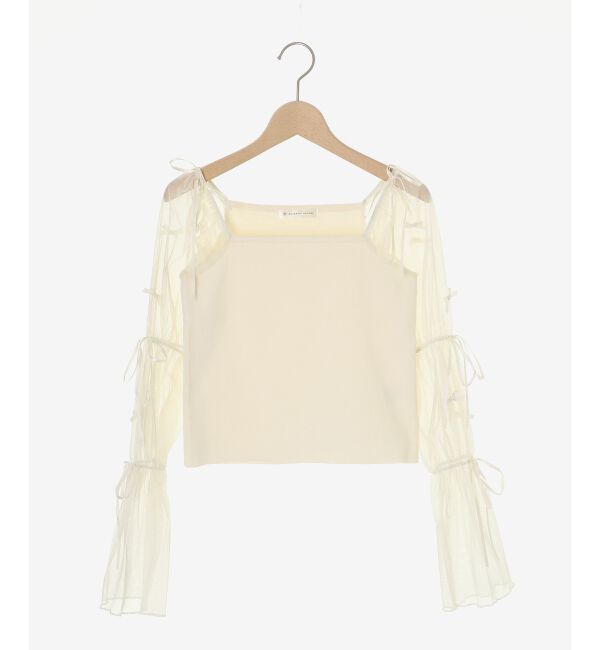 MAJESTICLEGON「チュールリボンスリーブニット」|ニット・セーター|