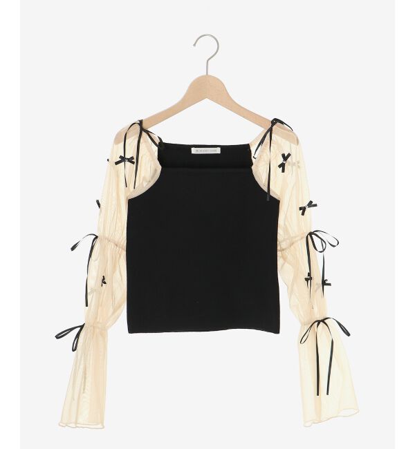 MAJESTICLEGON「チュールリボンスリーブニット」|ニット・セーター|