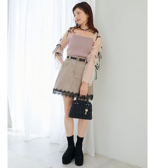 MAJESTICLEGON「チュールリボンスリーブニット」|ニット・セーター|