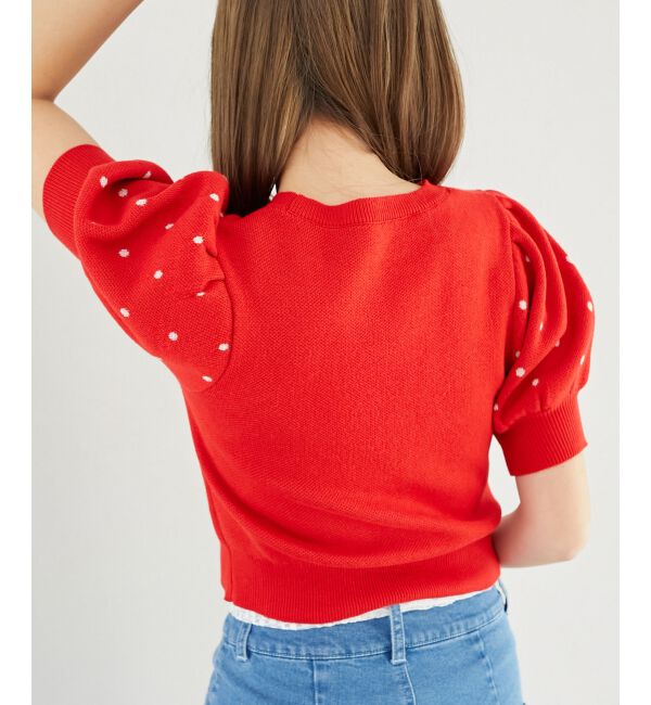  「ハートジャカードパフスリーブニット」|ニット・セーター|