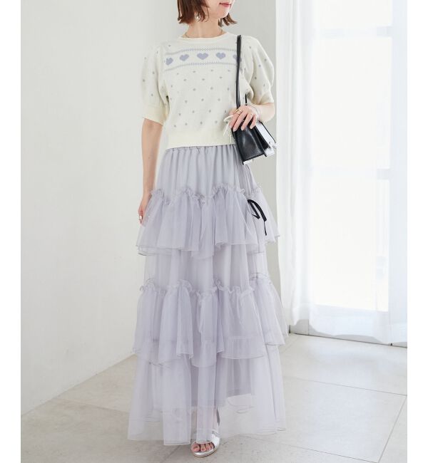  「ハートジャカードパフスリーブニット」|ニット・セーター|