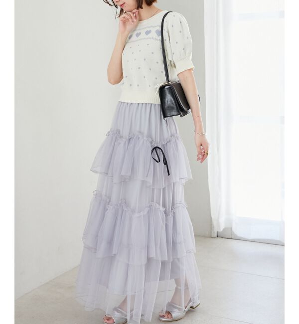  「ハートジャカードパフスリーブニット」|ニット・セーター|