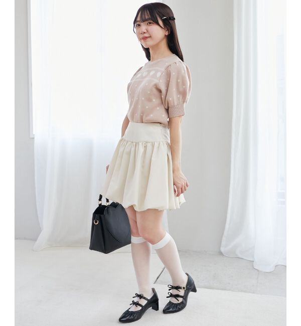  「ハートジャカードパフスリーブニット」|ニット・セーター|