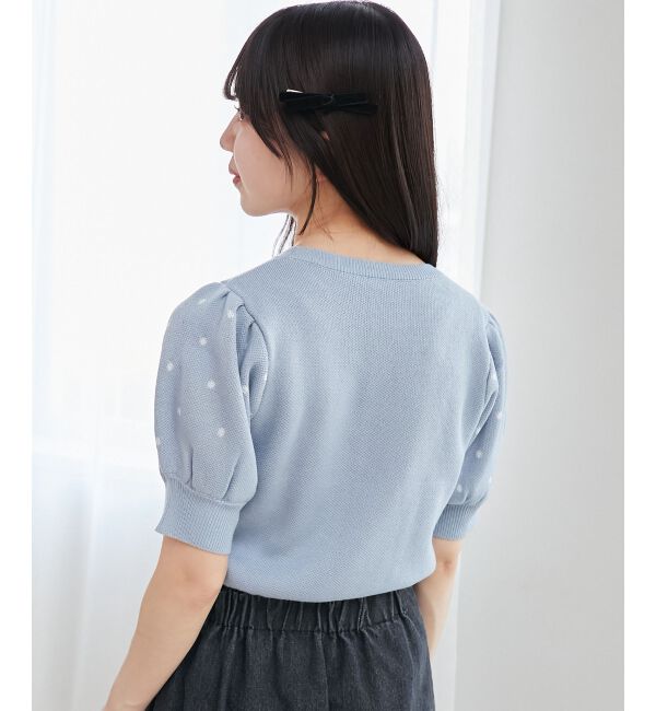  「ハートジャカードパフスリーブニット」|ニット・セーター|