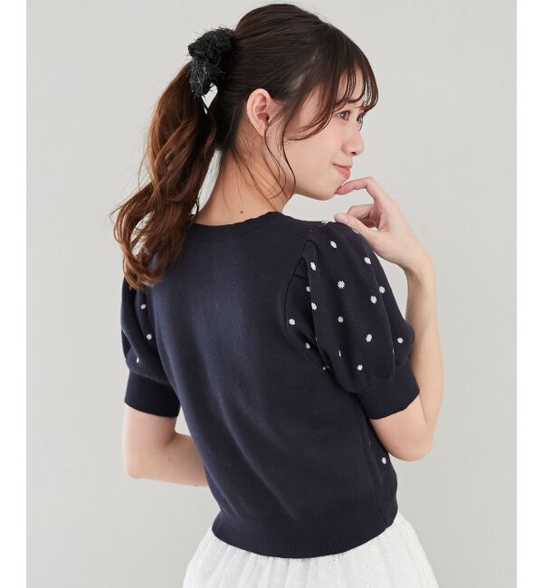  「ハートジャカードパフスリーブニット」|ニット・セーター|