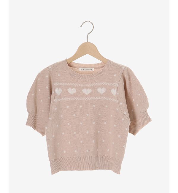  「ハートジャカードパフスリーブニット」|ニット・セーター|