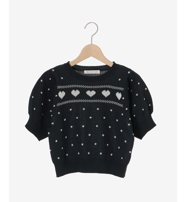  「ハートジャカードパフスリーブニット」|ニット・セーター|