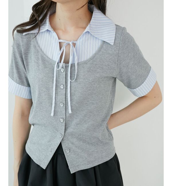  「シャツドッキングカットトップス」|Tシャツ・カットソー|