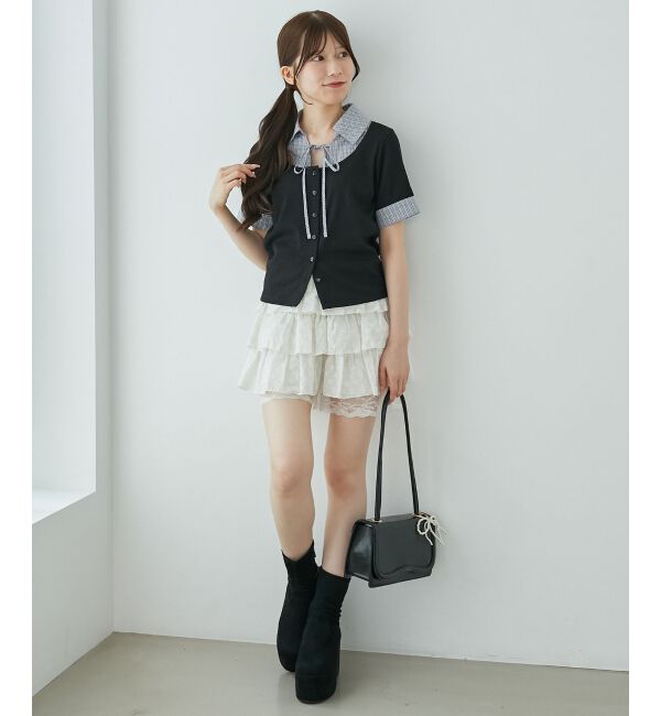  「シャツドッキングカットトップス」|Tシャツ・カットソー|