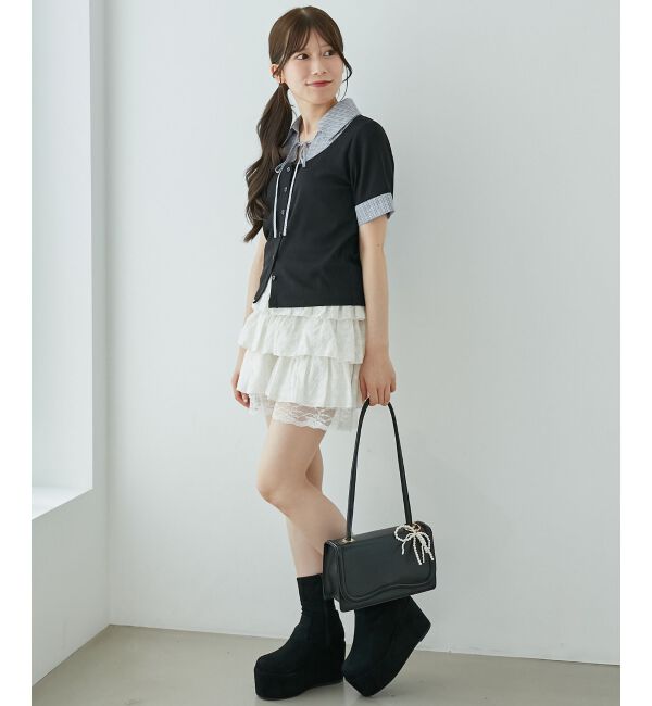  「シャツドッキングカットトップス」|Tシャツ・カットソー|