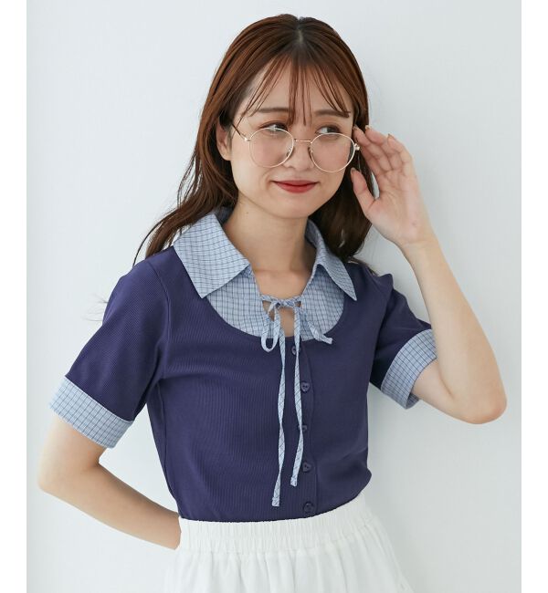  「シャツドッキングカットトップス」|Tシャツ・カットソー|