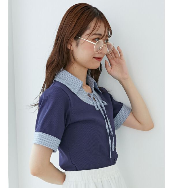  「シャツドッキングカットトップス」|Tシャツ・カットソー|