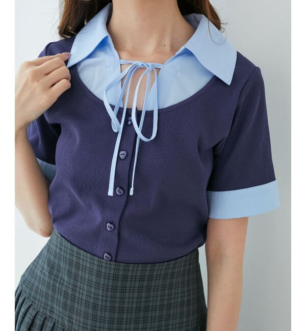  「シャツドッキングカットトップス」|Tシャツ・カットソー|