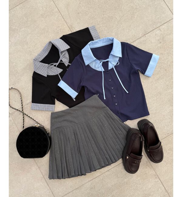  「シャツドッキングカットトップス」|Tシャツ・カットソー|