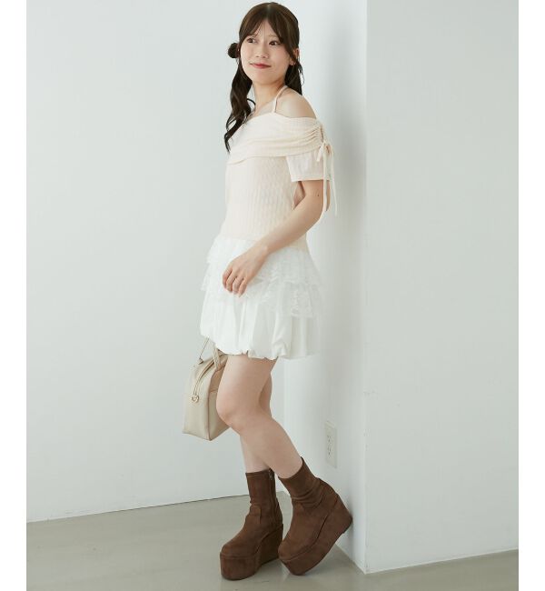  「裾レースオフショルトップス」|Tシャツ・カットソー|