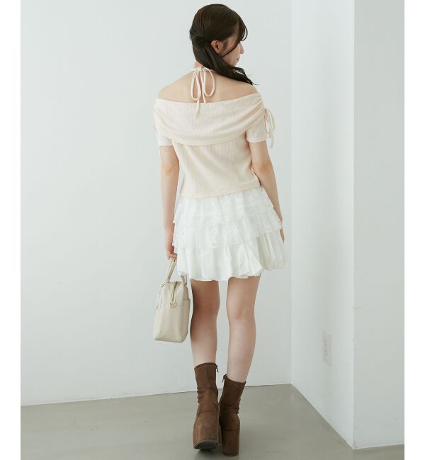  「裾レースオフショルトップス」|Tシャツ・カットソー|