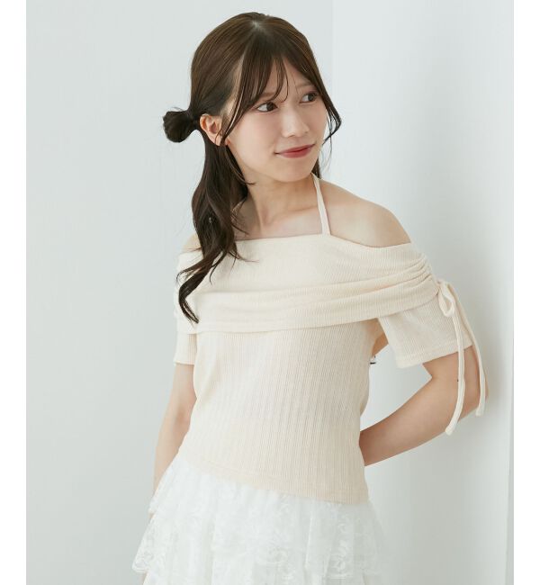  「裾レースオフショルトップス」|Tシャツ・カットソー|