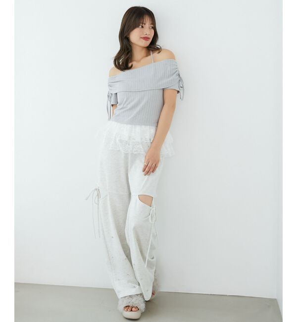  「裾レースオフショルトップス」|Tシャツ・カットソー|