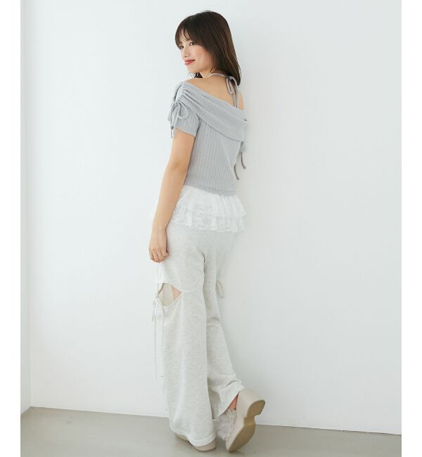  「裾レースオフショルトップス」|Tシャツ・カットソー|