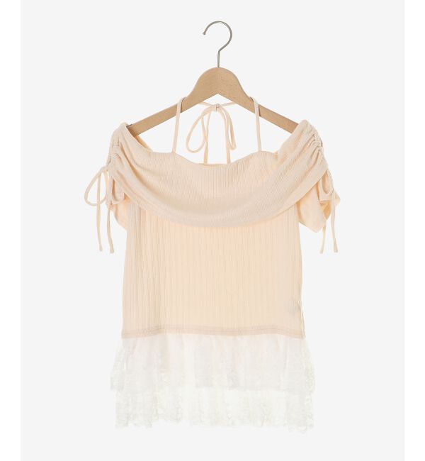  「裾レースオフショルトップス」|Tシャツ・カットソー|