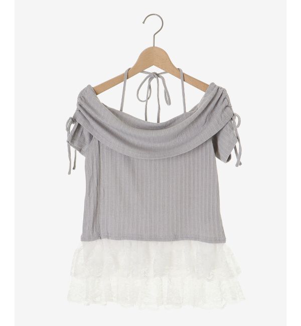  「裾レースオフショルトップス」|Tシャツ・カットソー|