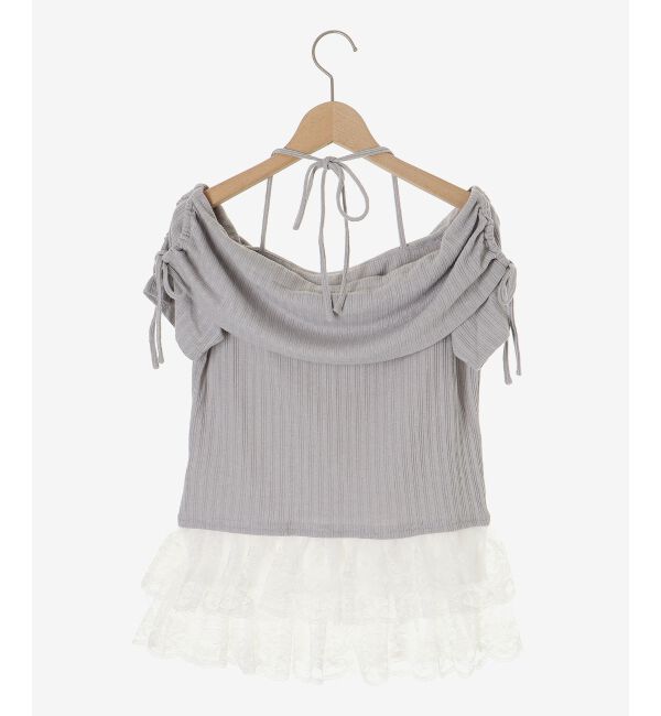  「裾レースオフショルトップス」|Tシャツ・カットソー|