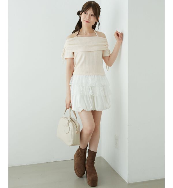 「裾レースオフショルトップス」|Tシャツ・カットソー|