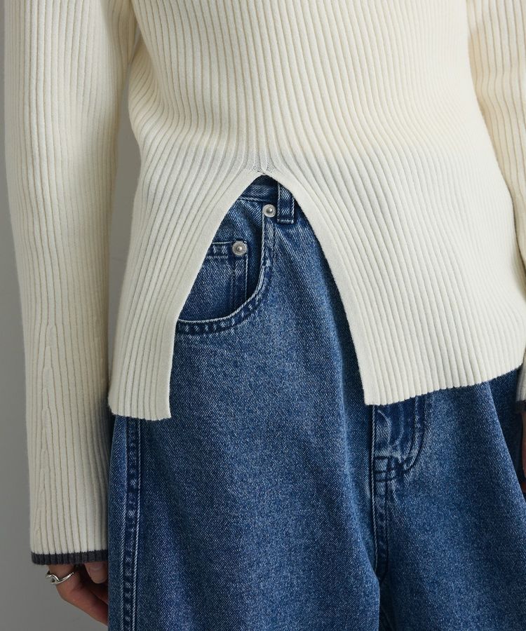 AnriettMusee「前後2wayアシンメトリー袖フレアリブニット」|ニット・セーター|