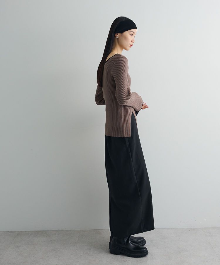 AnriettMusee「前後2wayアシンメトリー袖フレアリブニット」|ニット・セーター|