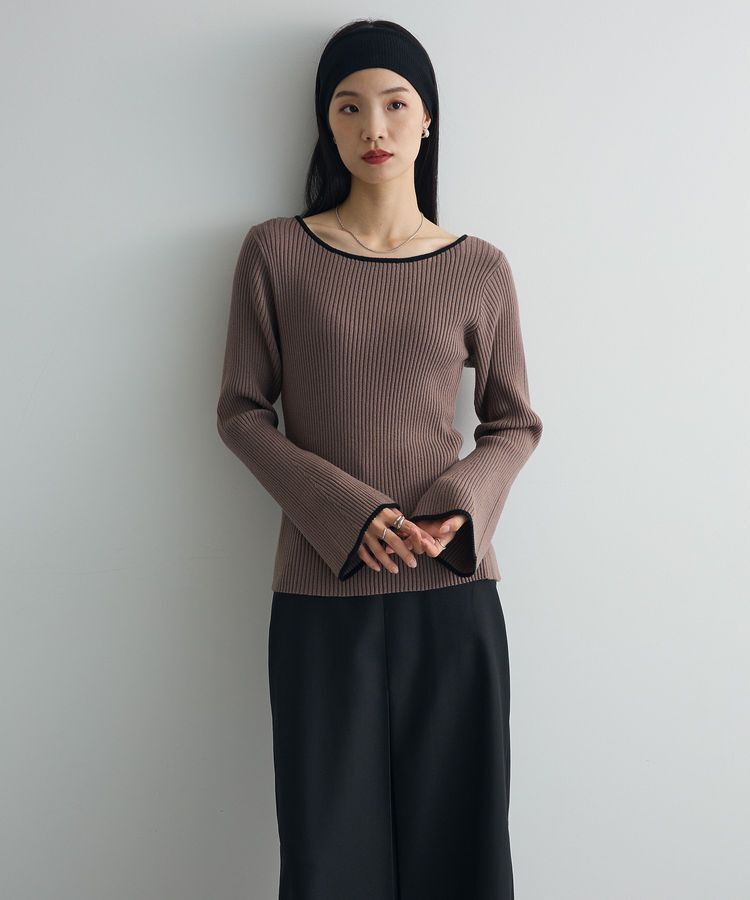 AnriettMusee「前後2wayアシンメトリー袖フレアリブニット」|ニット・セーター|