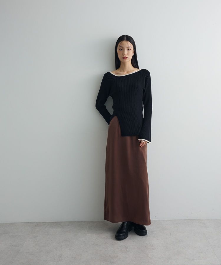 AnriettMusee「前後2wayアシンメトリー袖フレアリブニット」|ニット・セーター|