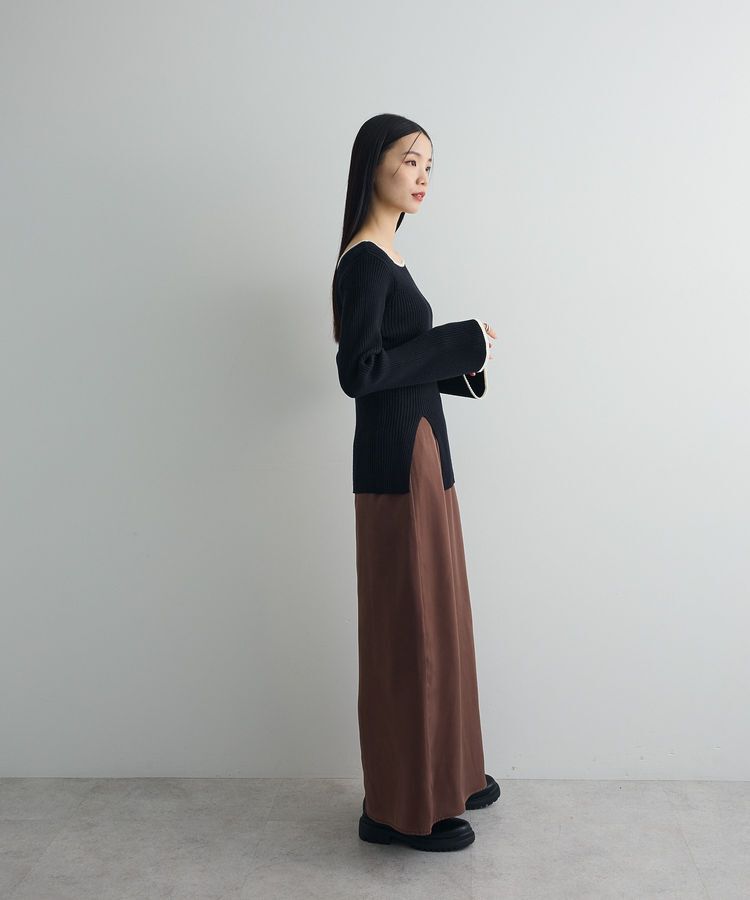 AnriettMusee「前後2wayアシンメトリー袖フレアリブニット」|ニット・セーター|