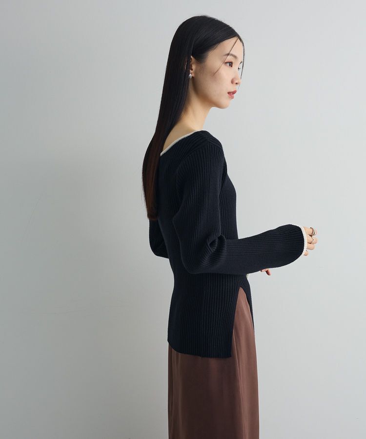 AnriettMusee「前後2wayアシンメトリー袖フレアリブニット」|ニット・セーター|