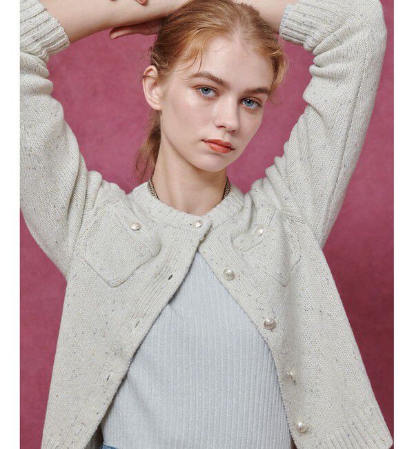 LOULOU WILLOUGHBY「【LOULOU WILLOUGHBY】GRAINYラメカーディガン」|カーディガン|ホワイト系