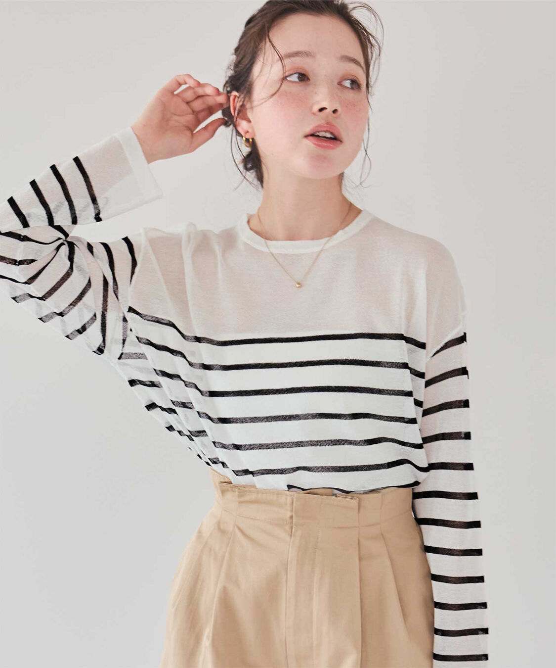 titivate「サイドスリットシアーニットプルオーバー」|ニット・セーター|