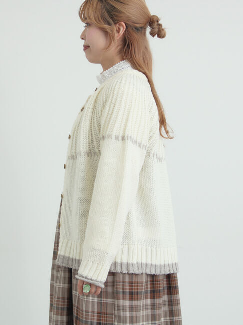 Samansa Mos2「ラウンド切替ステッチ前後2WAYニット」|カーディガン|