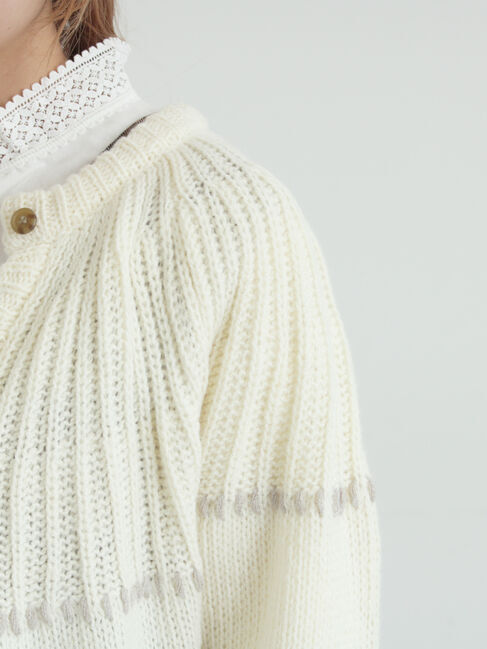 Samansa Mos2「ラウンド切替ステッチ前後2WAYニット」|カーディガン|