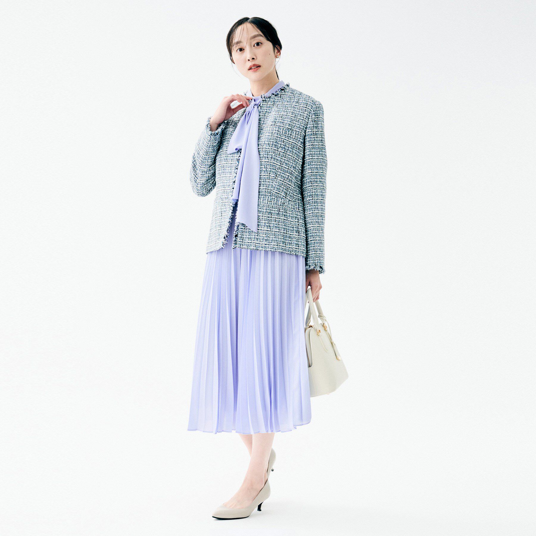 UNTITLED「【セレモニー/フォーマル/洗える】ボウタイ プリーツワンピース」|ワンピース|