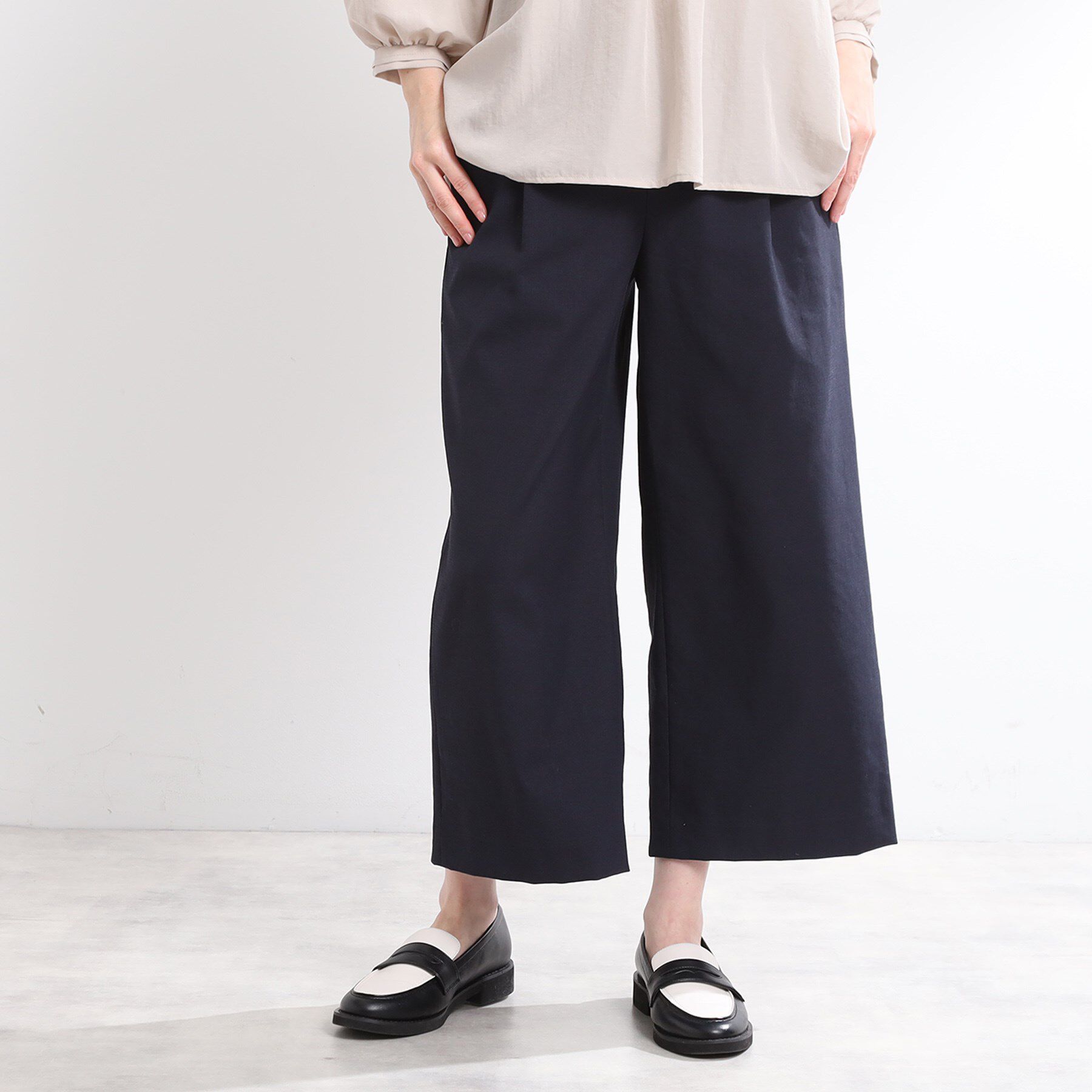 Reflect「【E‐QUALITY／手洗い可】ワイドクロップドパンツ」|その他|ネイビー(094)