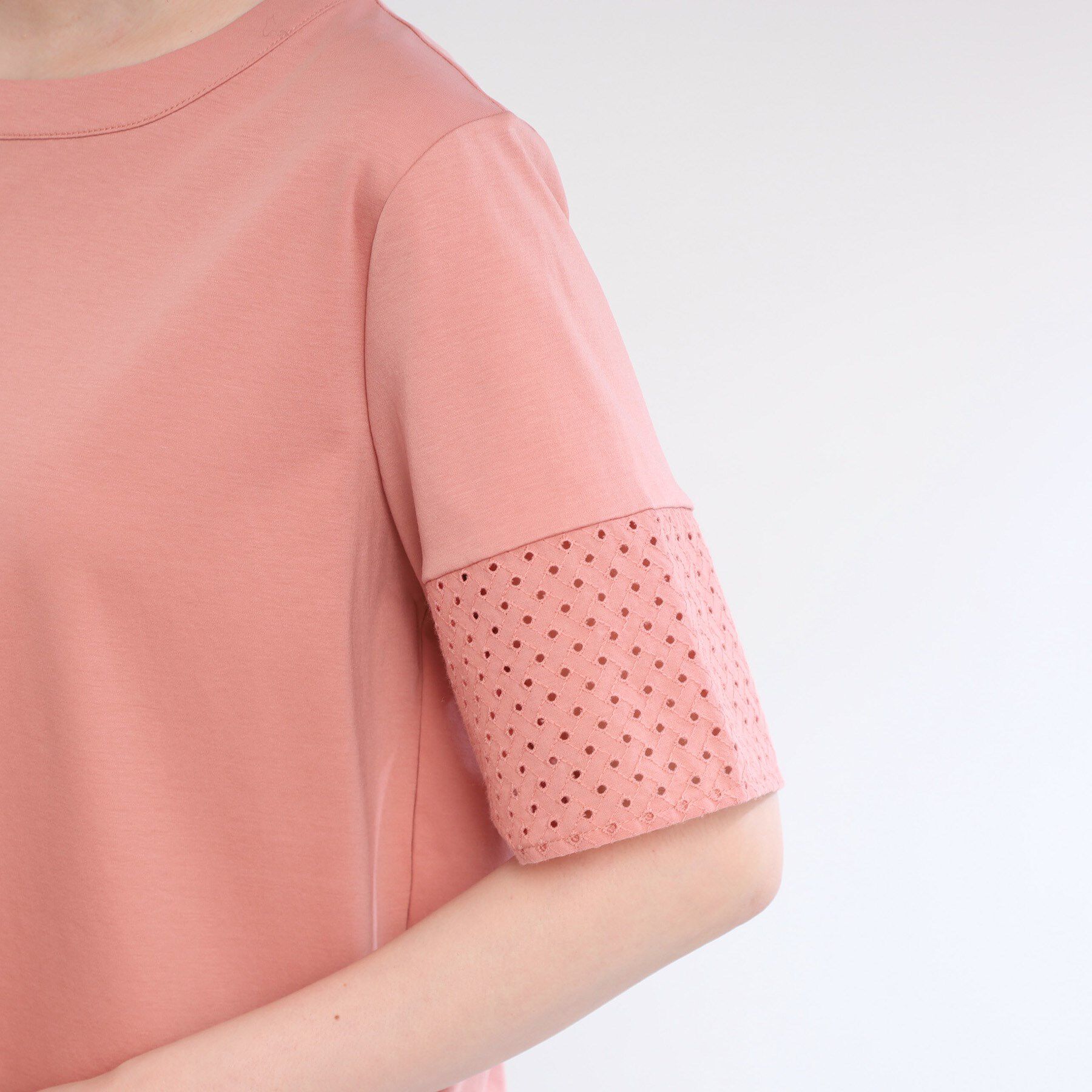 Reflect「【夏SALE／E‐QUALITY／手洗い可】コットンレースドッキングTシャツ」|Tシャツ・カットソー|