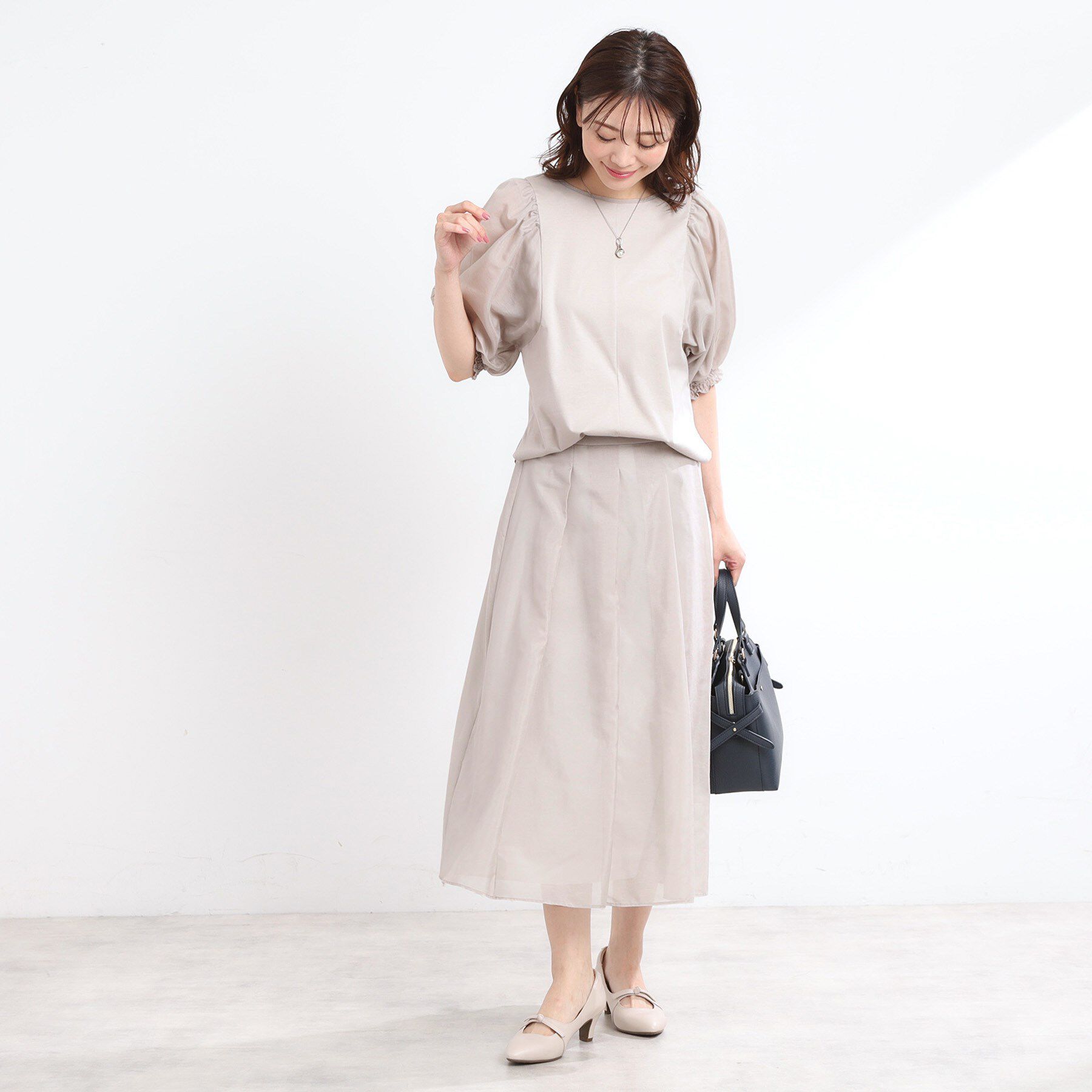 Reflect「【マシンウォッシュ可】シアーパフスリーブTブラウス」|シャツ・ブラウス|